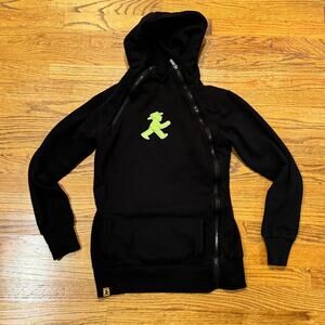 AMPELMANN DEMONSTRANT Hoodie Women's Small Black Pedestrian Red Green Man Zip